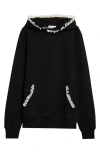 Tanner Fletcher Gender Inclusive Becky Lace Trim Cotton Hoodie In Black