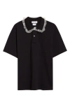 Tanner Fletcher Gender Inclusive Cletus Lace Trim Polo In Black