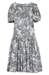 Tanner Fletcher Connie Drop Waist Toile Midi Dress Black Toile In Black Toile