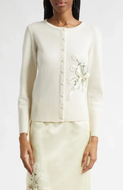 Tanner Fletcher Gender Inclusive Gladys Daisy Embroidered Wool Cardigan In Neutral