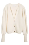 Tanner Fletcher Gender Inclusive Juliet Balloon Sleeve Wool Cardigan In Neutral