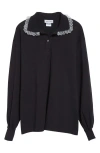 Tanner Fletcher Cletus Lace Trim Long Sleeve Polo In Black