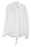 Tanner Fletcher Gender Inclusive The Artist's Dilemma Ruffle Button-up Shirt In White