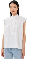 Tanner Fletcher Germain Ruffle Placket Shirt White In White