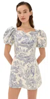 Tanner Fletcher Helene Puff Sleeve Sequin Toile Dress Blue Toile Sequin In Multi