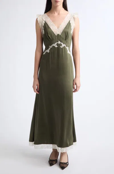 Tanner Fletcher Irene Lace Trim Midi Dress In Green