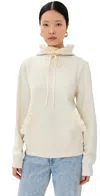Tanner Fletcher Kit Ruffle Trim Hoodie Ivory In Ivory