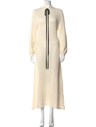 Pre-owned Tanner Fletcher Lace Pattern Long Dress W/ Tags In Neutral