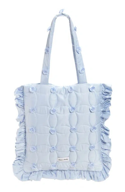 Tanner Fletcher Lindy Rosette Embellished Quilted Tote Bag In Blue