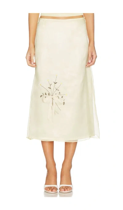 Tanner Fletcher Lisel Embroidered Daisy Skirt In Yellow