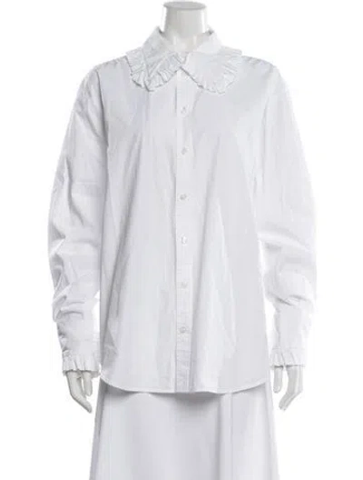Pre-owned Tanner Fletcher Long Sleeve Button-up Top In White