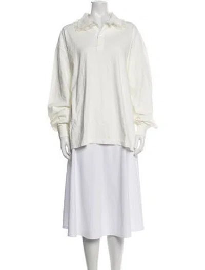 Pre-owned Tanner Fletcher Long Sleeve Polo In Neutrals
