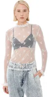 Tanner Fletcher Mason Stretch Bow Mesh Shirt Ivory In Ivory