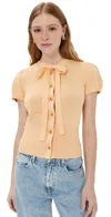 Tanner Fletcher Matilda Bow Cardigan Pale Yellow In Pale Yellow