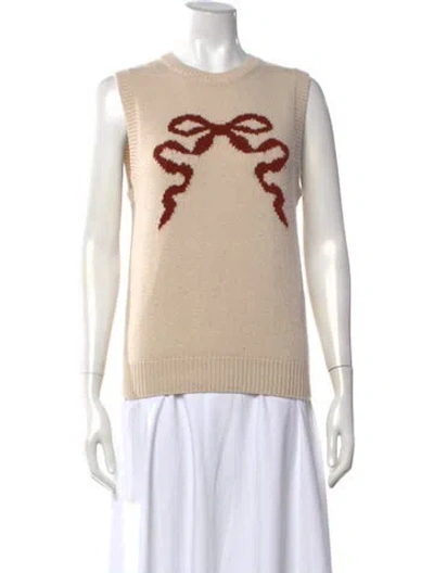Pre-owned Tanner Fletcher Merino Wool Graphic Print Sweater In Neutral