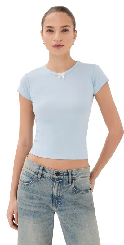 Tanner Fletcher Nellie Satin Bow Baby Tee Baby Blue