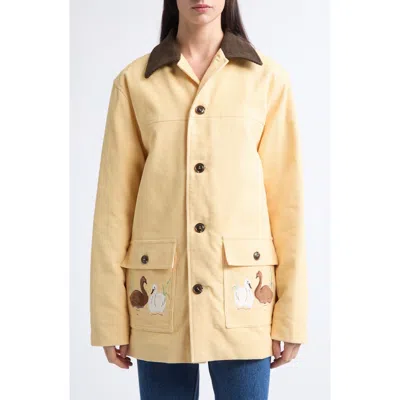 Tanner Fletcher Porter Swan Embroidered Barn Jacket In Yellow