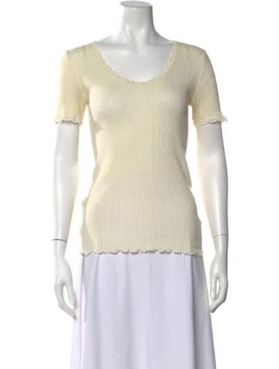 Pre-owned Tanner Fletcher Scoop Neck Short Sleeve Top In Neutral