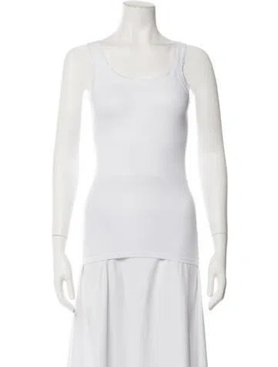 Pre-owned Tanner Fletcher Scoop Neck Sleeveless Top In White