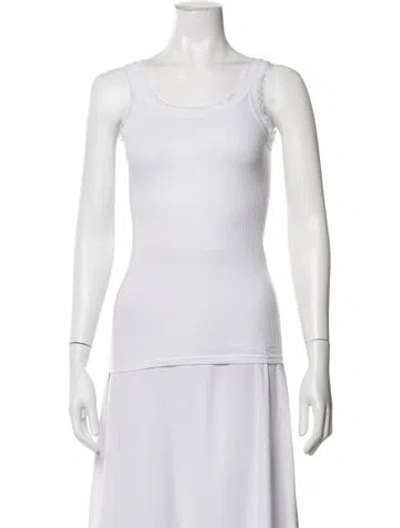 Pre-owned Tanner Fletcher Scoop Neck Sleeveless Top In White