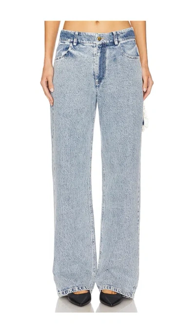 Tanner Fletcher Sid Lace Loop Straight Leg Jeans In White