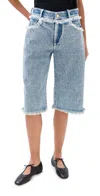 Tanner Fletcher Sid Lace Trim Long Jean Shorts Vintage Wash In Vintage Wash