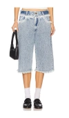 Tanner Fletcher Sid Lace Trim Long Jean Shorts Vintage Wash In Vintage Wash
