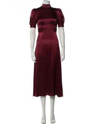 Pre-owned Tanner Fletcher Silk Midi Length Dress In Red
