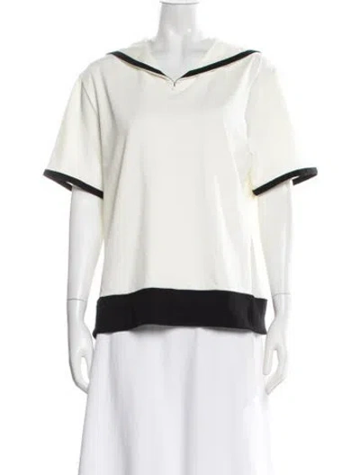 Pre-owned Tanner Fletcher V-neck Short Sleeve Top In Neutrals