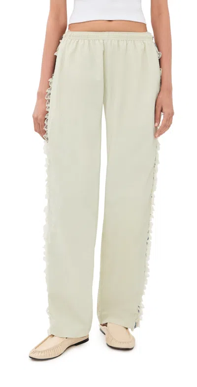 Tanner Fletcher Wilbur Ruched Stripe Pants Ivory/blue In Multi