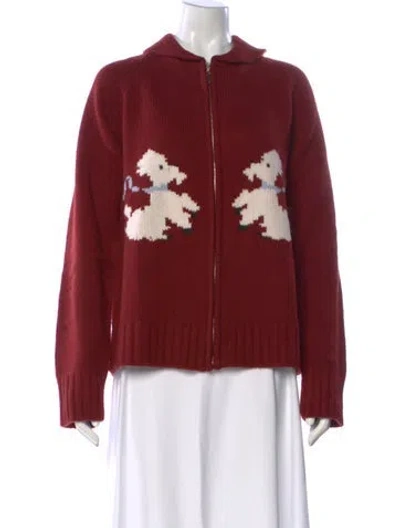 Pre-owned Tanner Fletcher Wool Graphic Print Sweater In Red