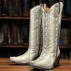 Tanner Mark Caruguna Print Leather Boots In Cream In White