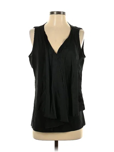 Pre-owned Tanner Sleeveless Silk Top Black Plunge Neckline Tops
