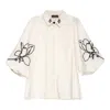 Tantra Spain Sl Neutrals Set Of Pants And Blouse With Embroidered Flowers