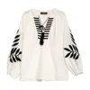 Tantra Spain Sl White Set Of Trousers And Top With Embroidery On Sleeves