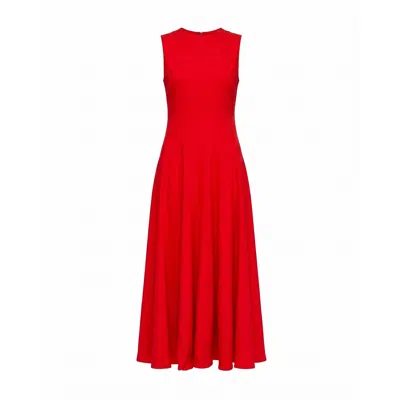 Tantra Spain Sl Women's A-line Midi Dress With A Flared Skirt, Darts, Pockets, And A Back Zipper Red