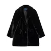 Tantra Spain Sl Women's Black Fur Coat With Pockets And Buttons And Lapels In Black