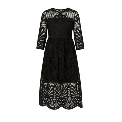 Tantra Spain Sl Women's Black Midi Dress In Batiste