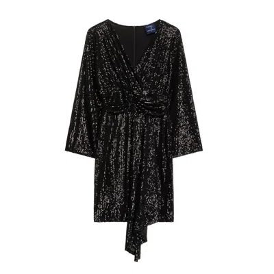 Tantra Spain Sl Women's Black Sequined Dress With V-neckline And Draped Waistline