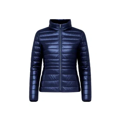 Tantra Spain Sl Women's Blue Basic Metallic Anorak With Zipper Closure And Mandarin Collar, Navy