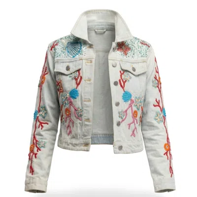Tantra Spain Sl Women's Blue Denim Jacket With Embroidered Marine Design And Sequins