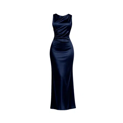 Tantra Spain Sl Women's Blue Fitted Dress With Pleat On The Side Navy