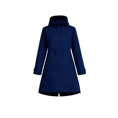 Tantra Spain Sl Women's Blue Long Trench Coat With Hood, Zipper Closure, And Zipper Detail On The Sides Navy