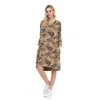 Tantra Spain Sl Women's Brown Oversize Camouflage Print Dress With Long Sleeves Unique Size Camel In Brown