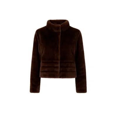 Tantra Spain Sl Women's Brown Synthetic Fur Jacket With Clip Fastening And Side Pockets