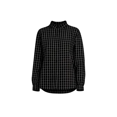 Tantra Spain Sl Women's Checkered Shirt With Mandarin Collar And Embroidery On The Shoulder And Back Black