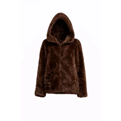 Tantra Spain Sl Women's Faux Fur Jacket With Collar And Zipper Closure Brown