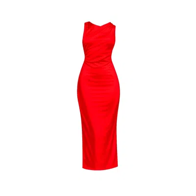 Tantra Spain Sl Women's Fitted Dress With Pleat On The Side Red