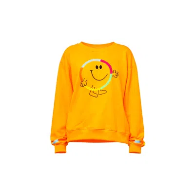 Tantra Spain Sl Women's Fluor Sweatshirt With Smile Pattern And Embroidery On Front And Cuffs. Orange.