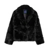 Tantra Spain Sl Women's Fur Effect Short Buttoned Jacket With Pockets Black In Black